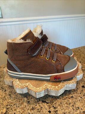 9 Toddler See Kai Run Brown Shearling Devon Hook & Loop Closure